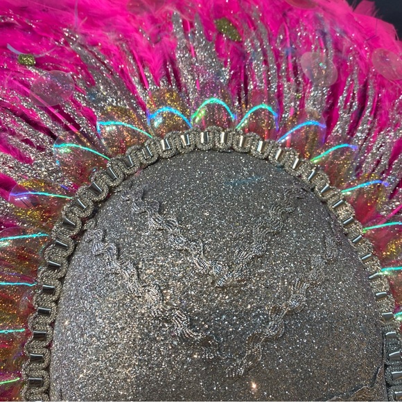 Pink Feathers Venetian Carnival Masquerade Face Mask - Picture 3 of 5